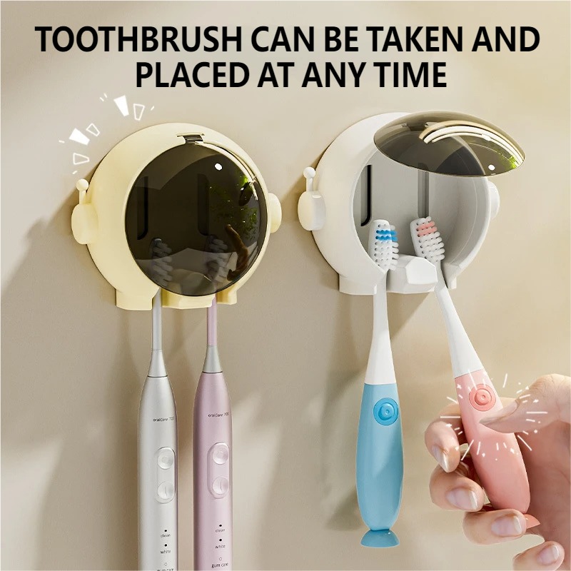 Energy Storage Rack - Astronaut Toothbrush Holder, No-Drill Wall-Mounted, Bathroom