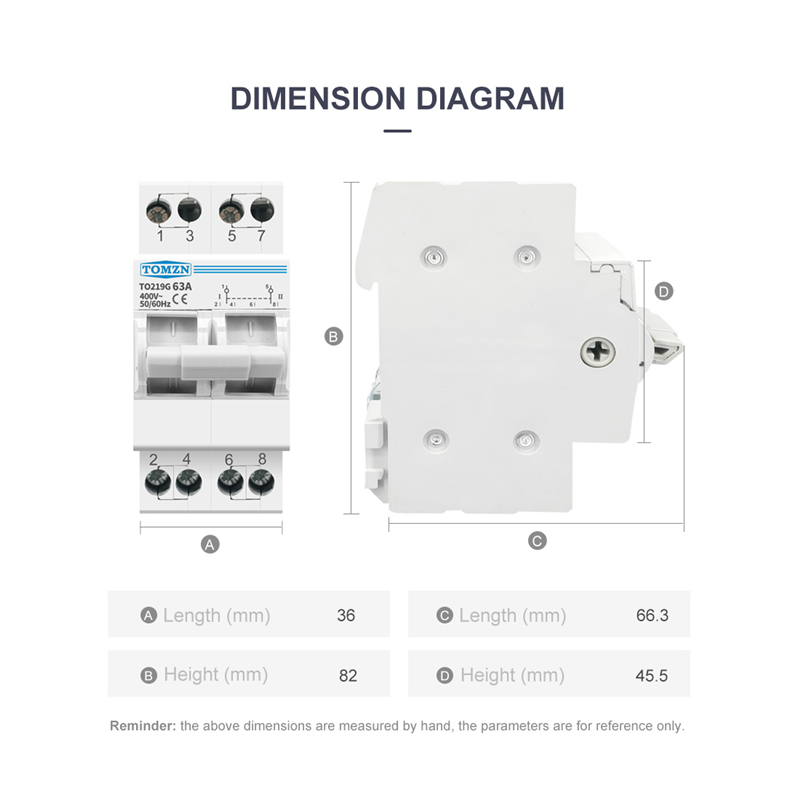 Din Rail Circuit Breaker - 2P 63A Dual Power Manual Transfer