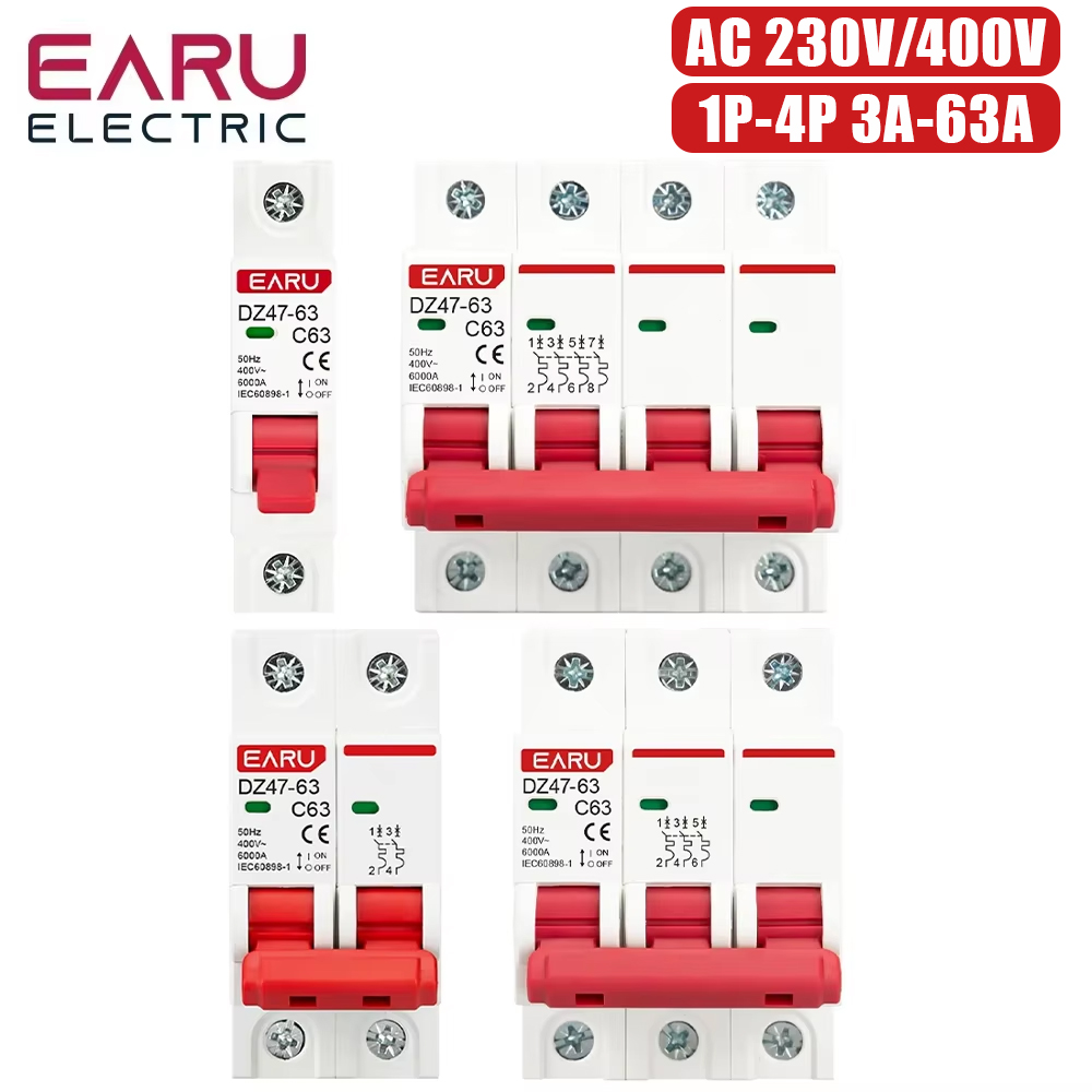 DZ47 1P 2P 3P 4P 3A-63A AC 230 - Din Rail Circuit Breaker のレビューと価格