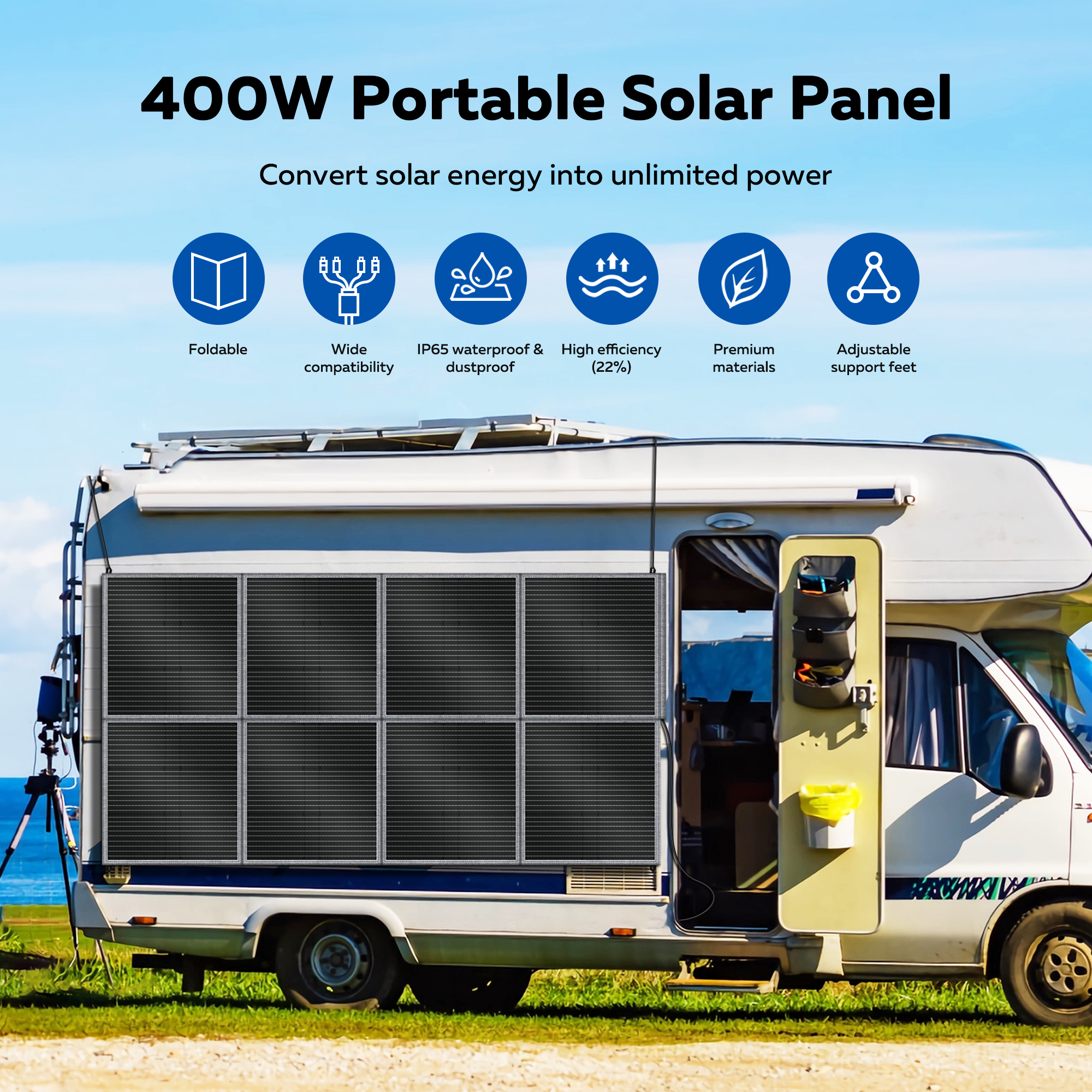 CTOLITY 400W Solar Panel Porta - Rv Solar Kit 400W のレビューと価格