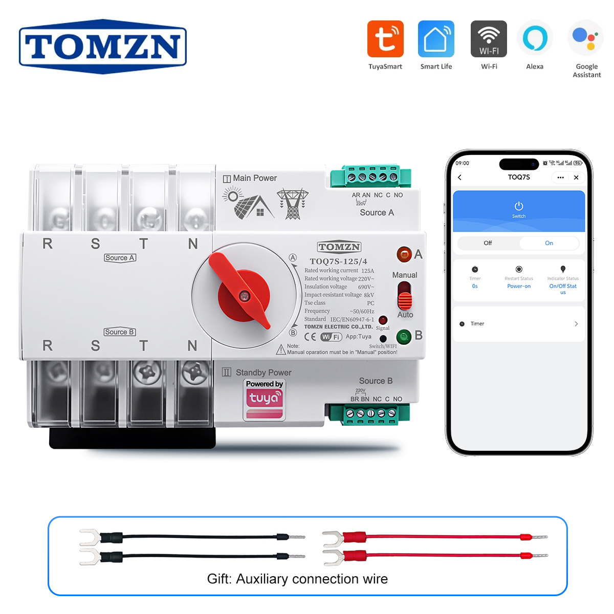 TOMZN TUYA SmartLife ATS 4P AC - Din Rail Circuit Breaker のレビューと価格