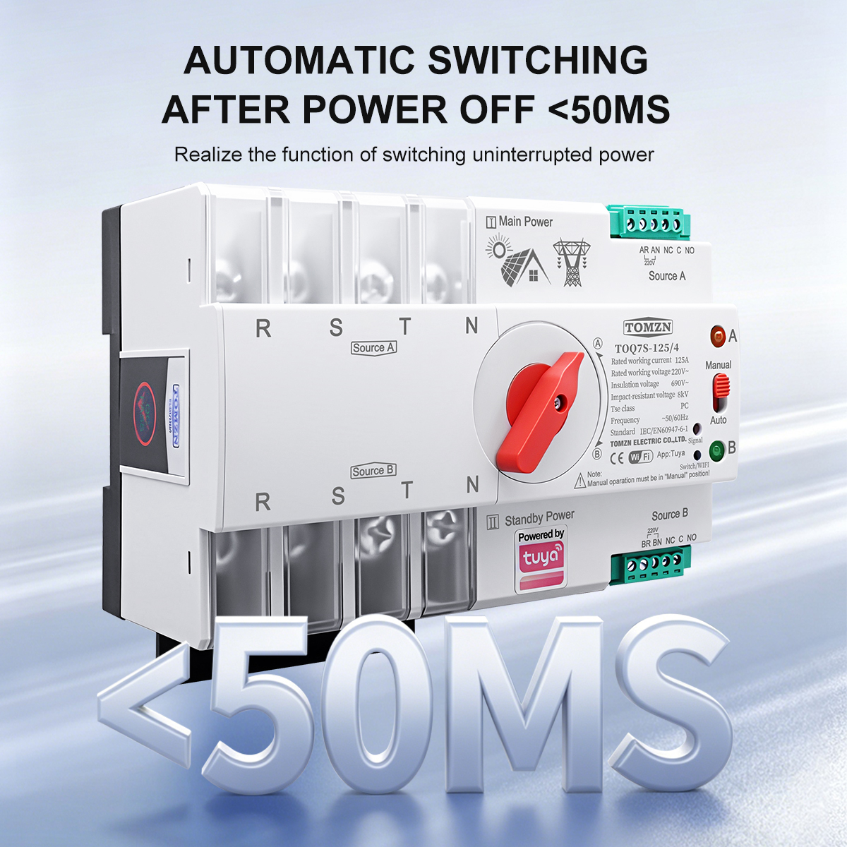 TOMZN TUYA SmartLife ATS 4P AC - Din Rail Circuit Breaker のレビューと価格