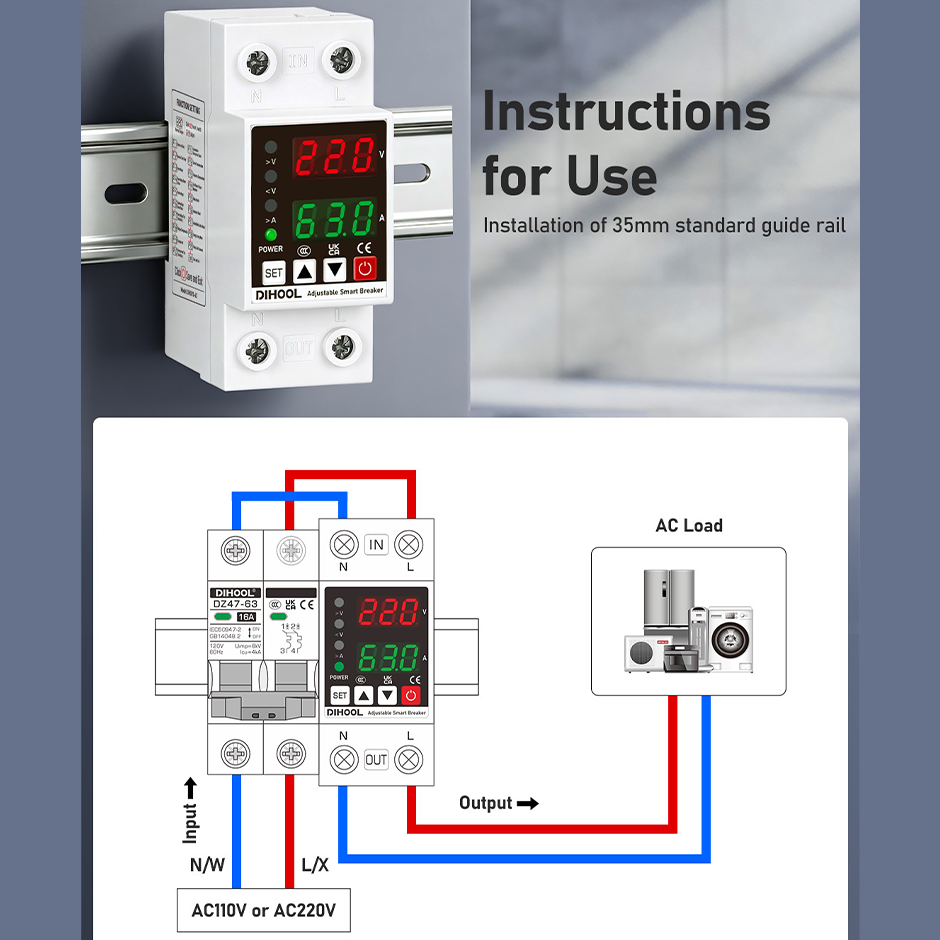 Adjustable Voltage Current Pro - Din Rail Circuit Breaker のレビューと価格