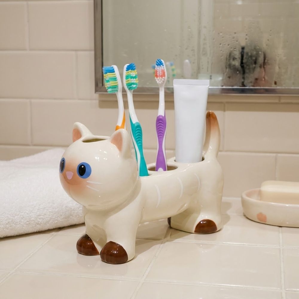 Cat Dog Shape Ceramic Toothbru - Energy Storage Rack のレビューと価格