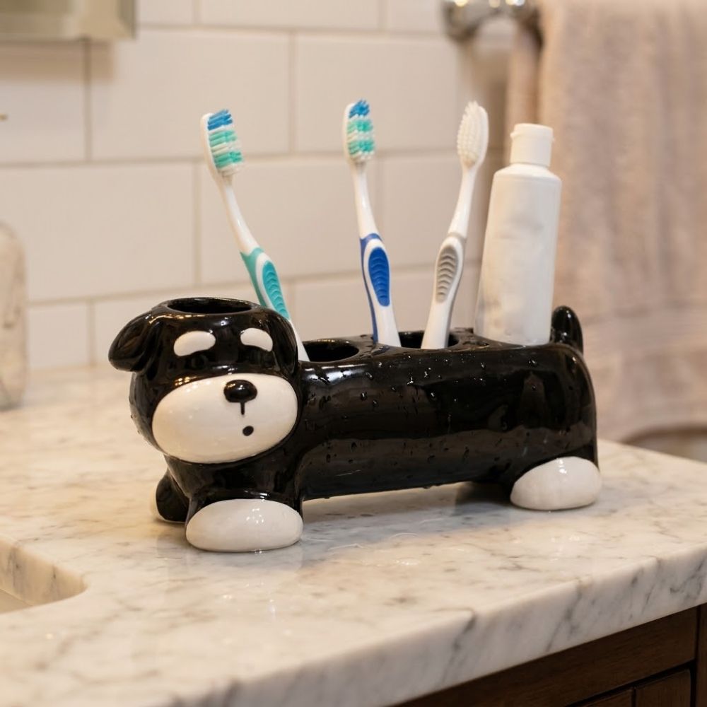 Cat Dog Shape Ceramic Toothbru - Energy Storage Rack のレビューと価格